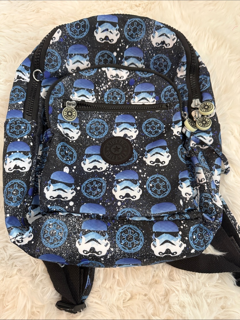 Kipling Kid’s Seoul S Black and Blue Stormtrooper Print Backpack